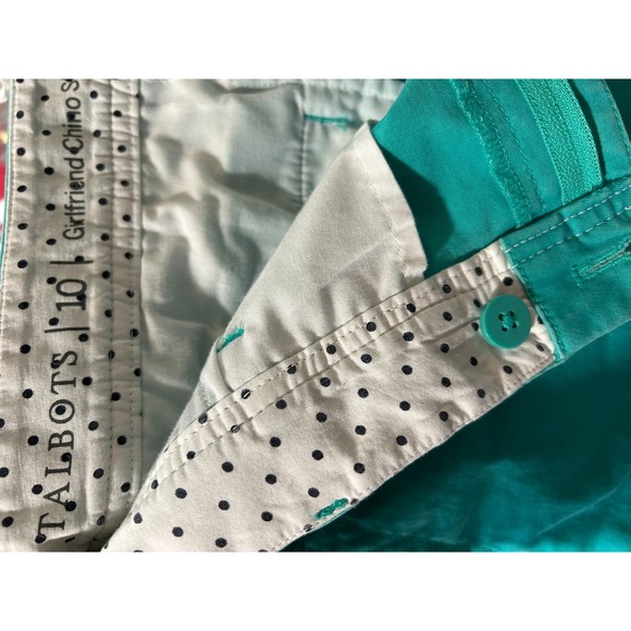 Talbots Women 10 Girlfriend Chino Teal Green Shorts Stretch Cotton Coastal Beach - Picture 4 of 5